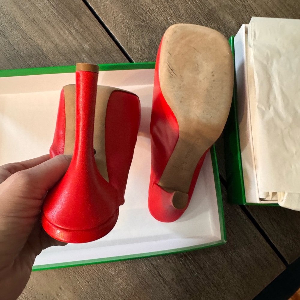 Bottega Veneta Bold Stretch Leather Red Heeled Mules - Picture 6 of 9